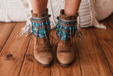 Ethnic Turquoise Fringe Boot