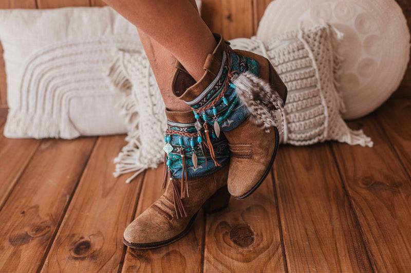 Ethnic Turquoise Fringe Boot