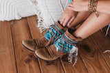 Ethnic Turquoise Fringe Boot