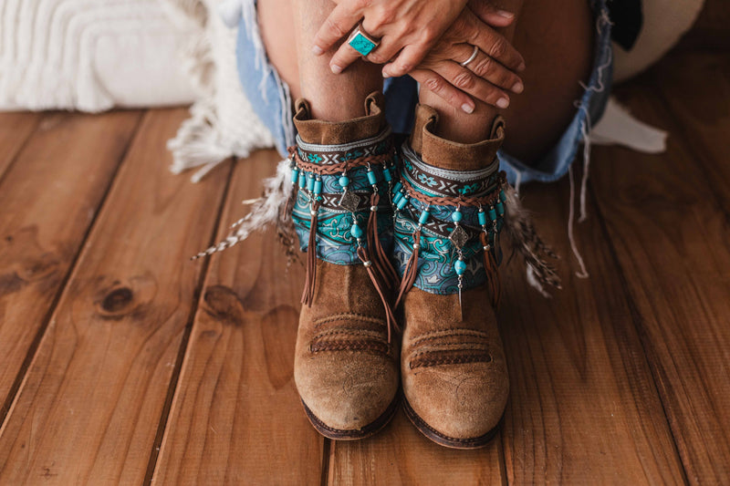 Ethnic Turquoise Fringe Boot