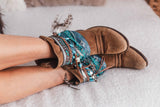 Ethnic Turquoise Fringe Boot