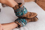 Ethnic Turquoise Fringe Boot