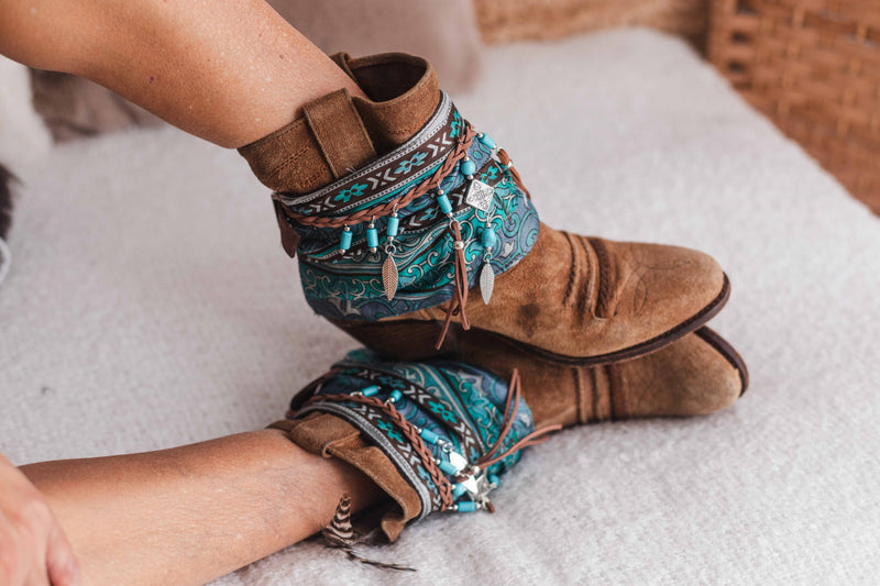 Ethnic Turquoise Fringe Boot