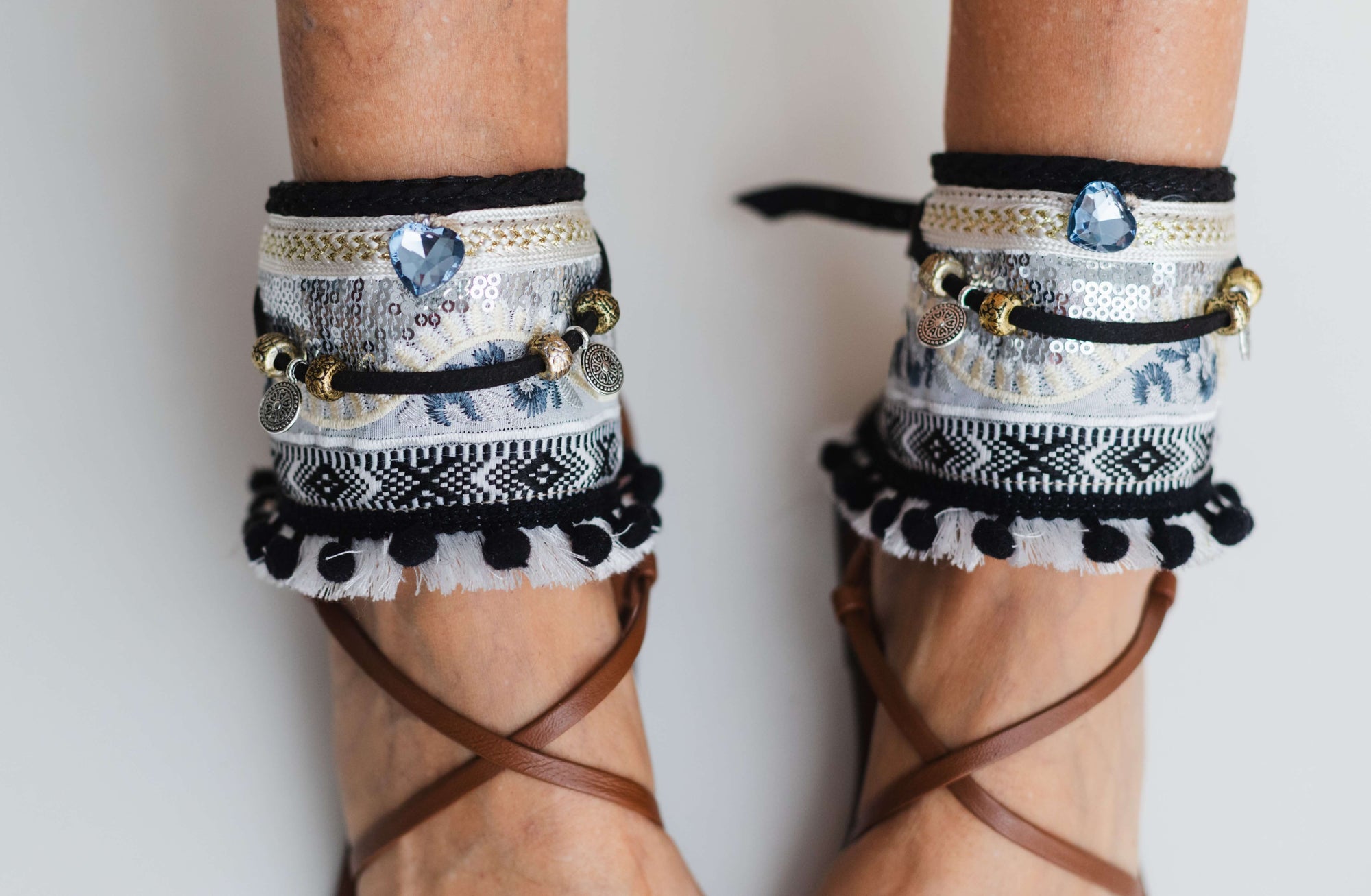 Anklet_with_sequin_Embroidery_and_Black_Pom-Poms