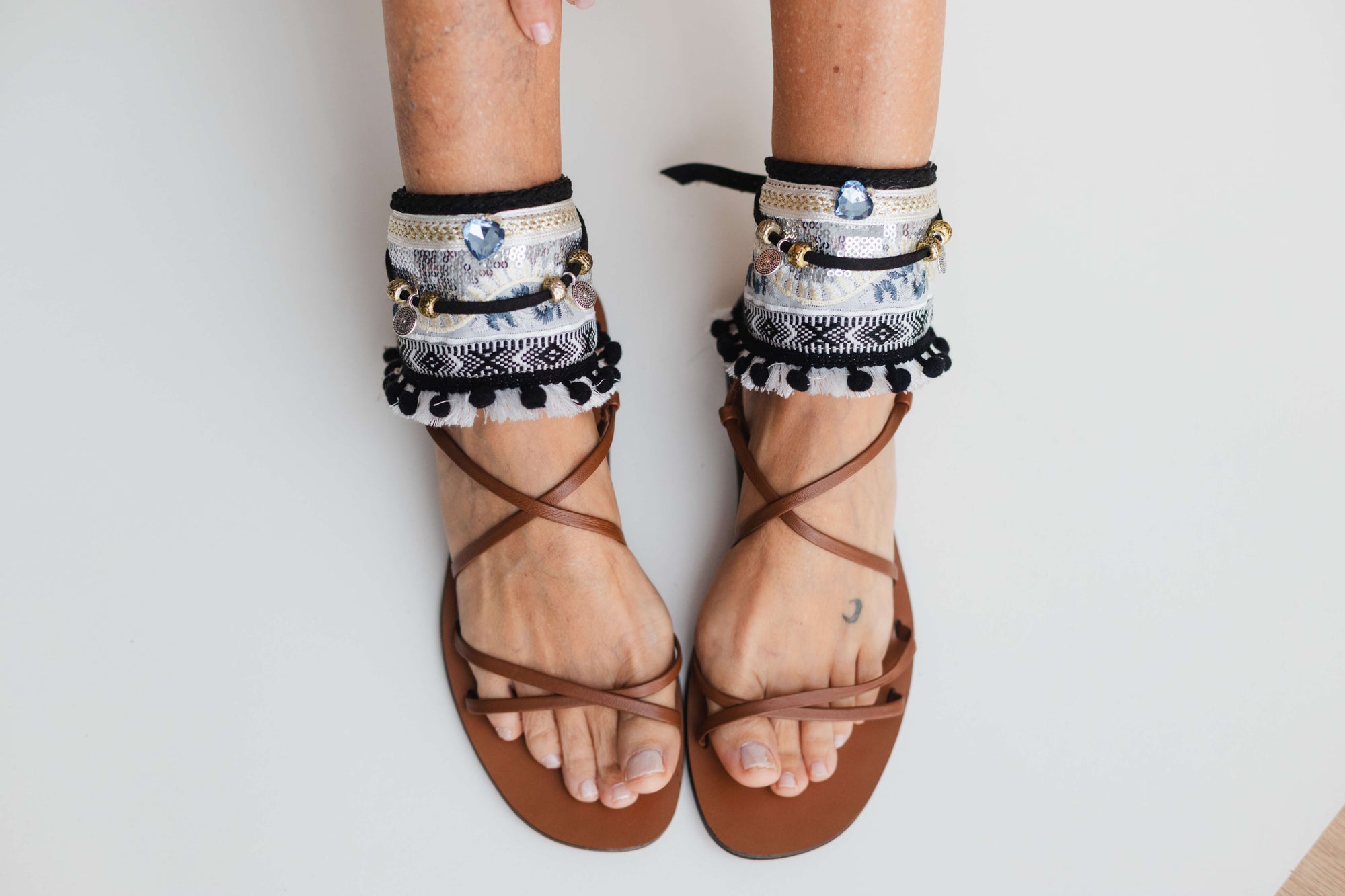 Anklet_with_sequin_Embroidery_and_Black_Pom-Poms