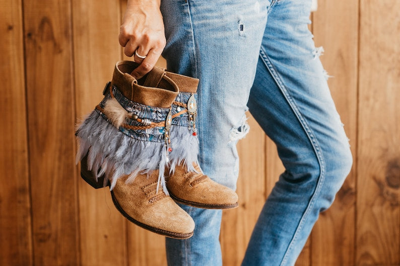 Blue Silk Boot Covers Cuffs