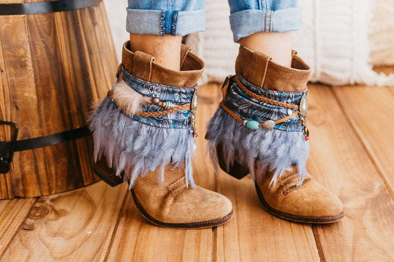 Blue Silk Boot Covers Cuffs