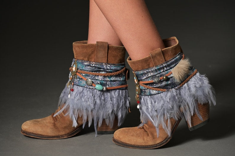 Blue Silk Boot Covers Cuffs
