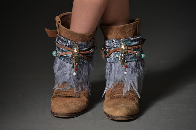 Blue Silk Boot Covers Cuffs