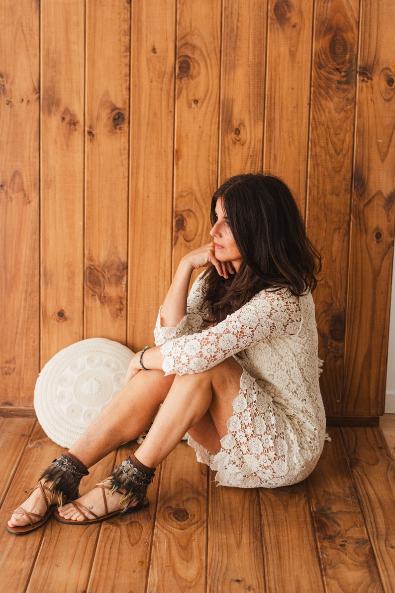 Bohemian Summer Festival Leather Sandal Ankle Wraps