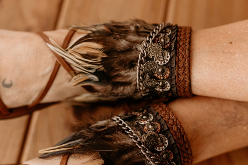 Bohemian Summer Festival Leather Sandal Ankle Wraps