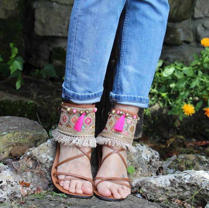 Boho Barefoot Hippie Sandal Ankle Wraps