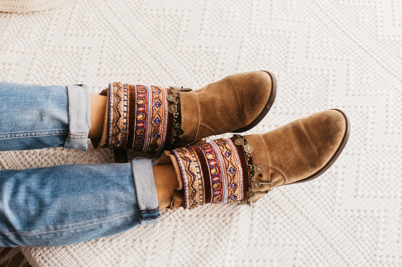 Boho Boot Covers With Embroidered Trimmings Cuffs