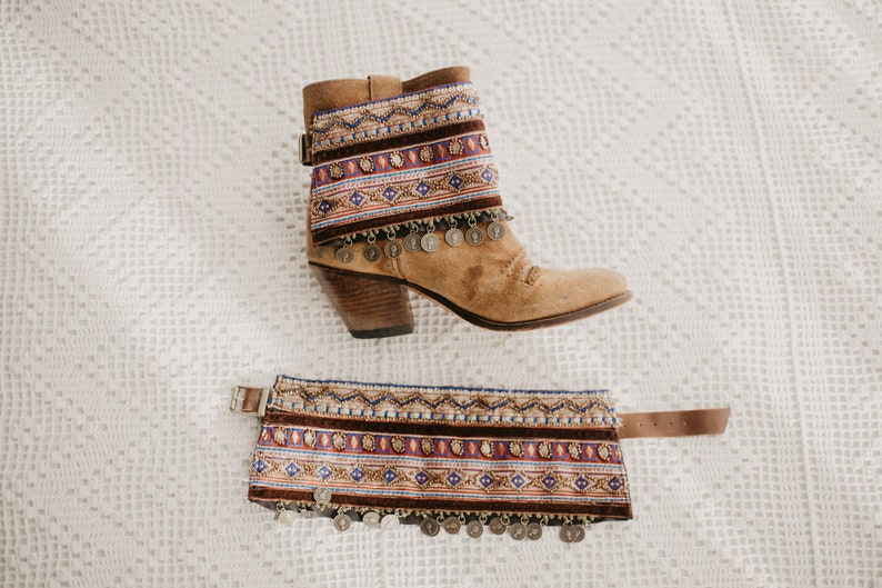 Boho Boot Covers With Embroidered Trimmings Cuffs