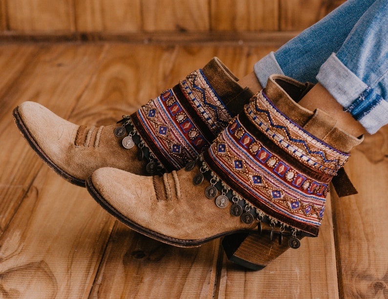Boho Boot Covers With Embroidered Trimmings Cuffs