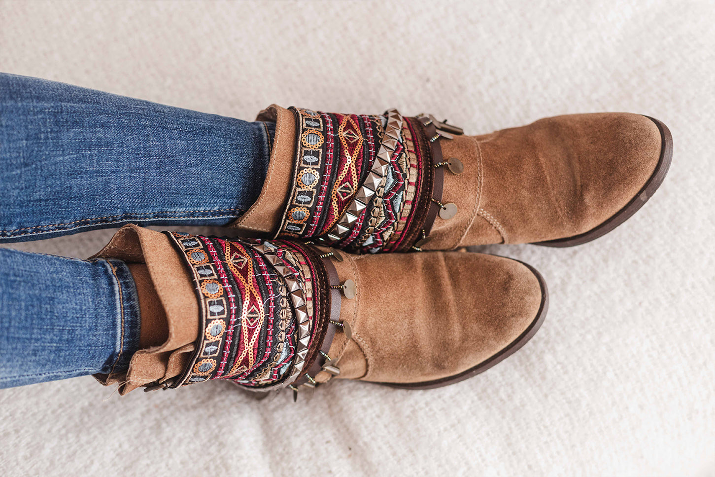Brown Velvet And Metallic Pyramids Unique Boot