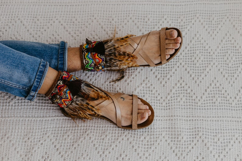 Fashionable Boho Feather Sandals