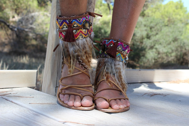 Fashionable Boho Feather Sandals