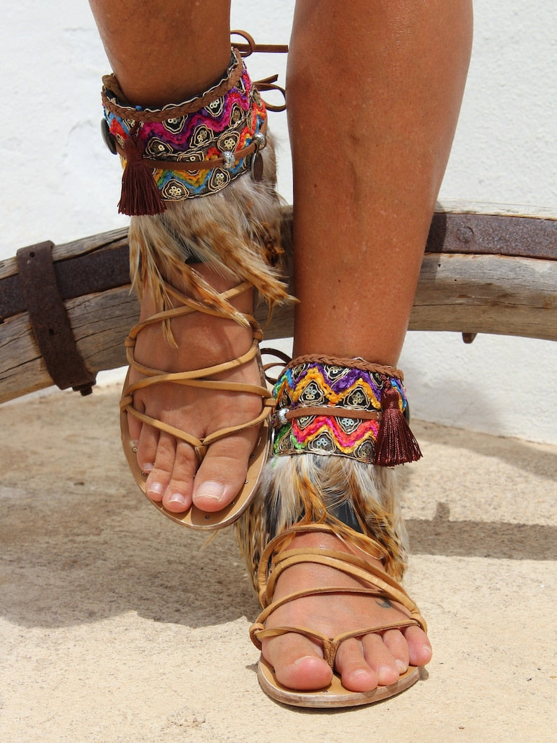 Fashionable Boho Feather Sandals