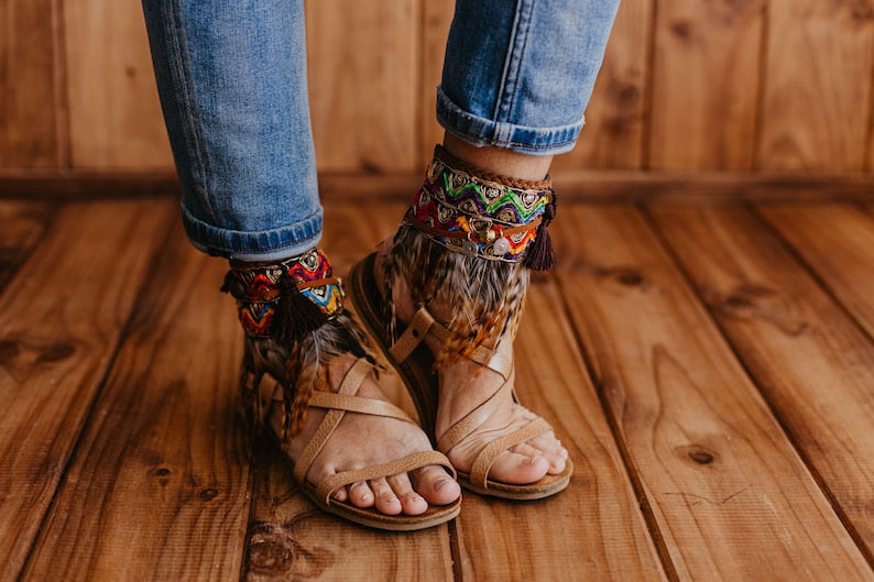 Fashionable Boho Feather Sandals