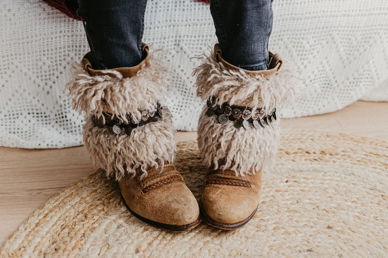 Faux Furry Leather Fur Boot Covers
