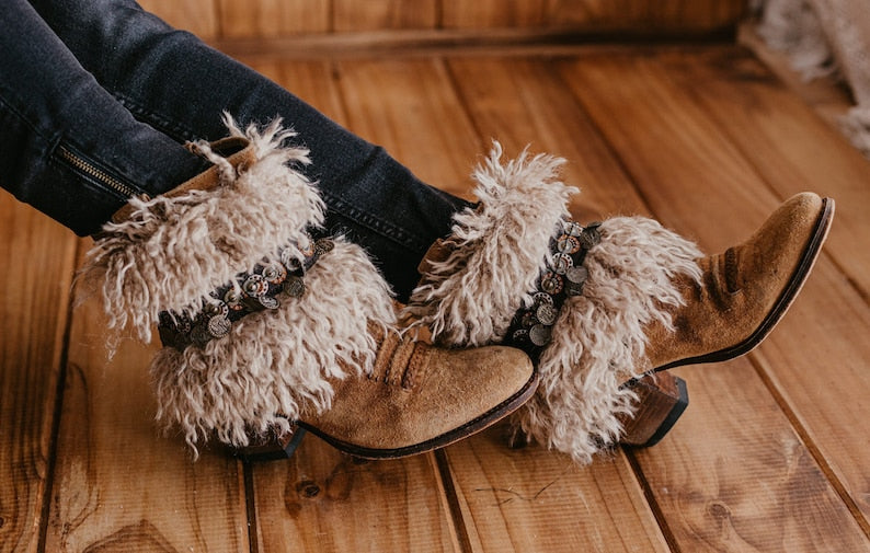 Faux Furry Leather Fur Boot Covers