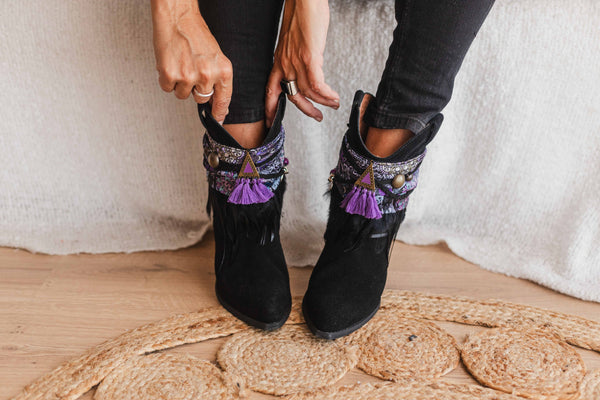 Feather Fringe & Ethnic Scarf Boot