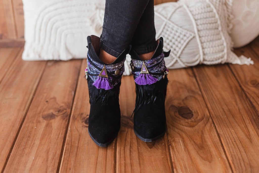 Feather Fringe & Ethnic Scarf Boot
