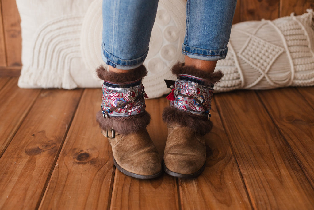 Floral Fur Covers Western Boot