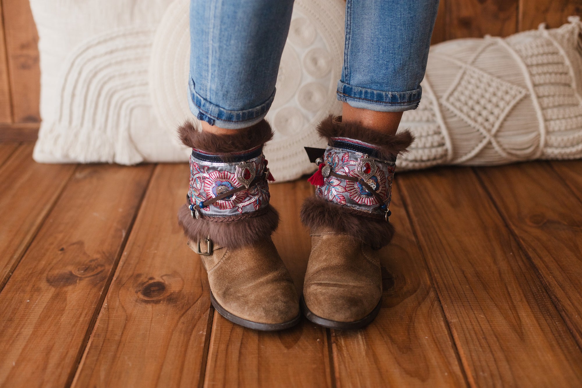 Floral Fur Covers Western Boot