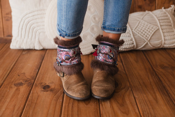 Floral Fur Covers Western Boot