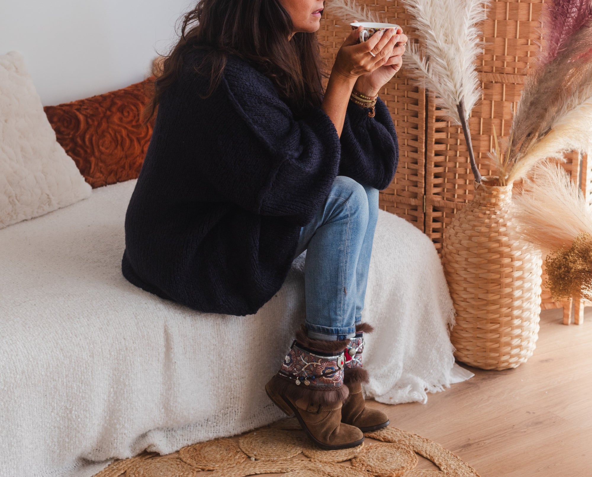 Floral Fur Covers Western Boot