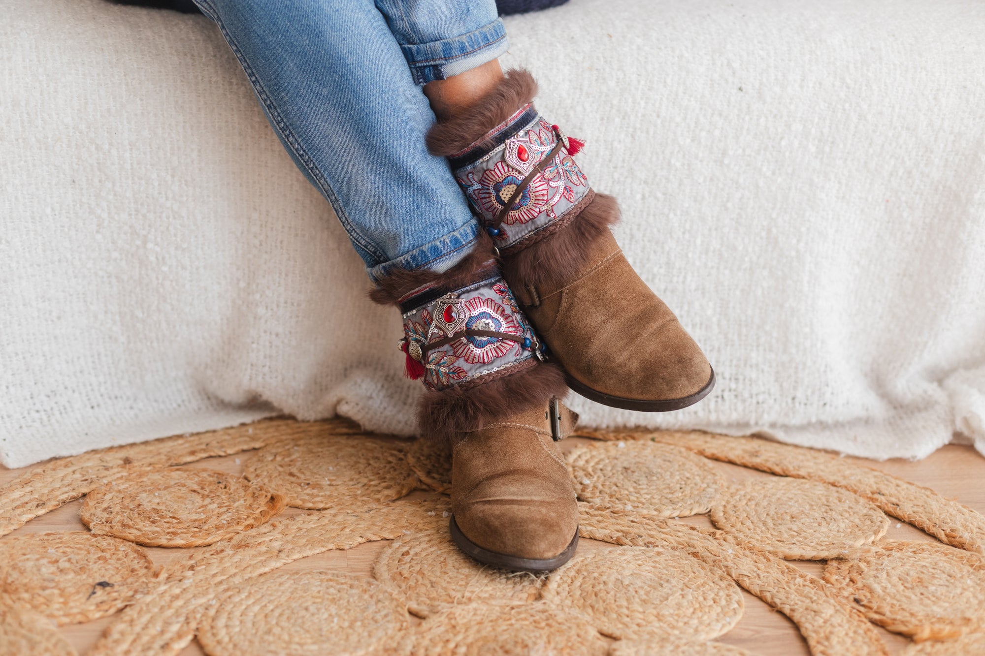 Floral Fur Covers Western Boot