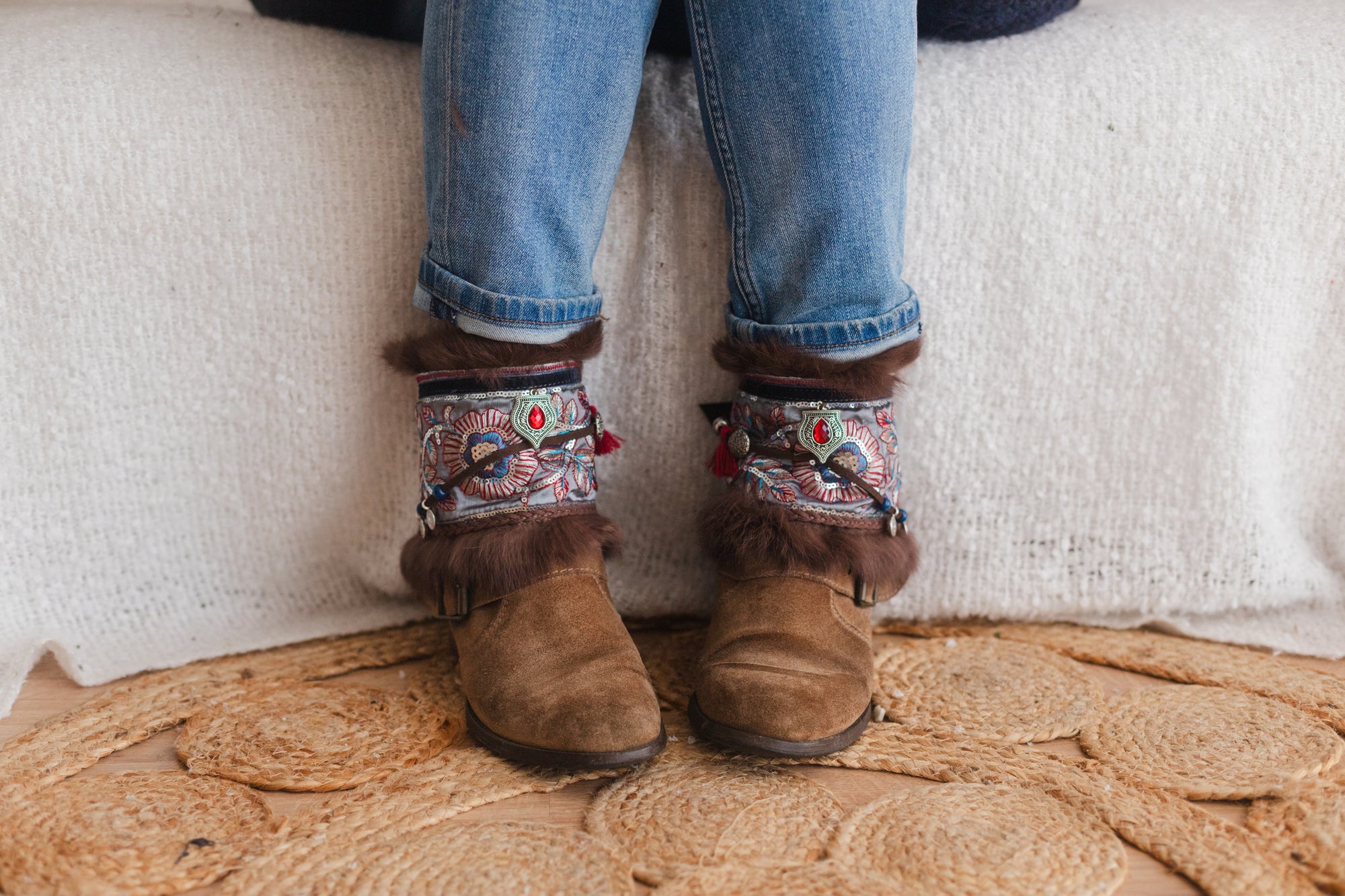 Floral Fur Covers Western Boot