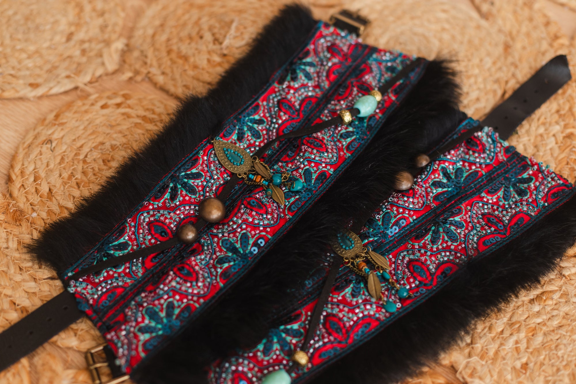 Fur Edges & Antique Gold Pendant Boot