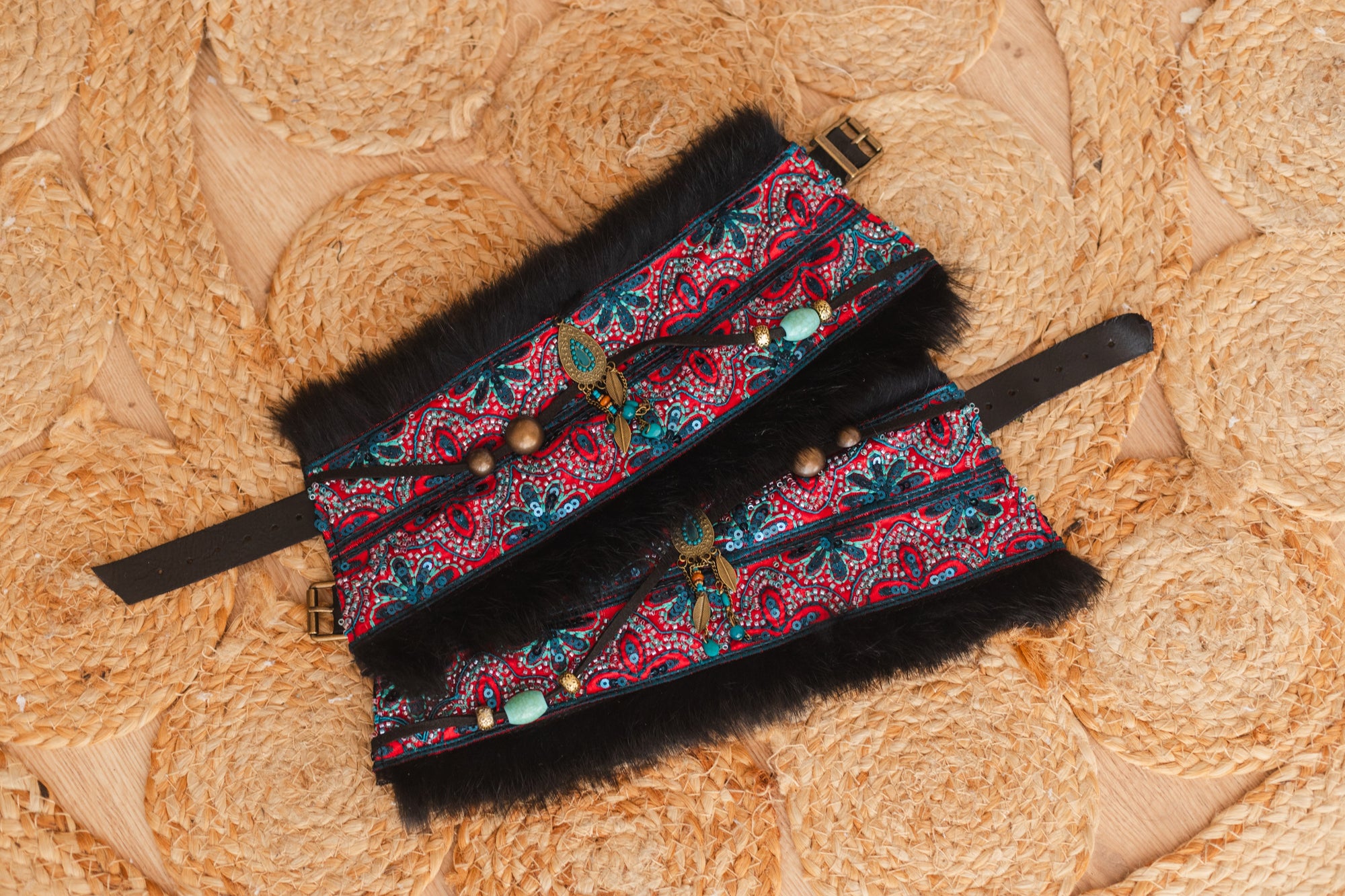 Fur Edges & Antique Gold Pendant Boot