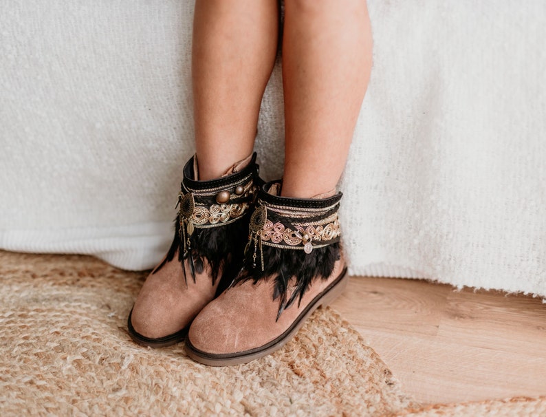 Handmade Girl's Black Ethnic Boot Covers