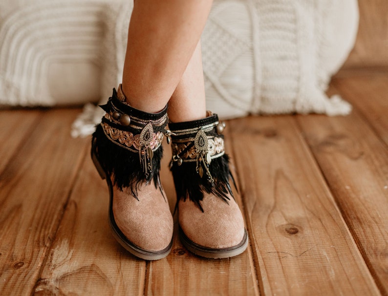 Handmade Girl's Black Ethnic Boot Covers