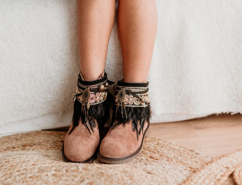 Handmade Girl's Black Ethnic Boot Covers