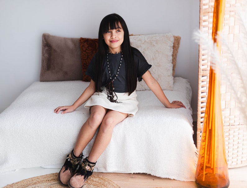 Handmade Girl's Black Ethnic Boot Covers