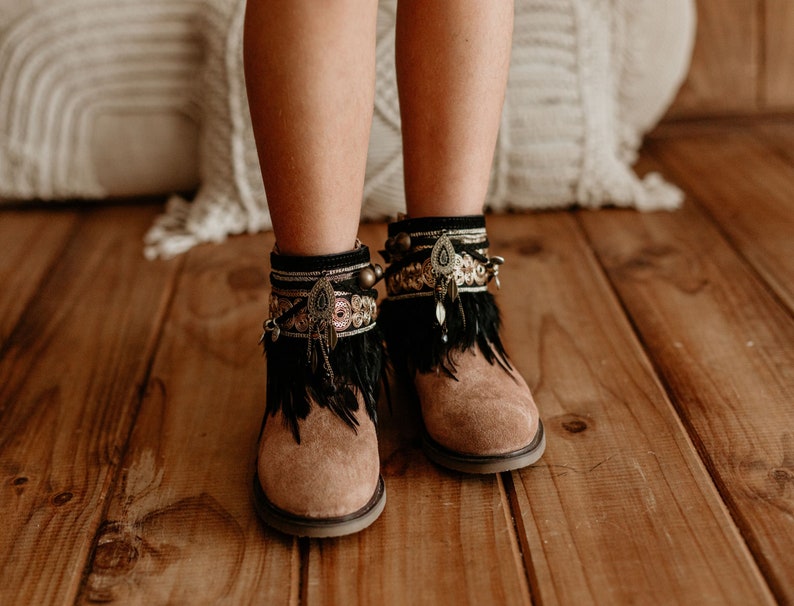 Handmade Girl's Black Ethnic Boot Covers