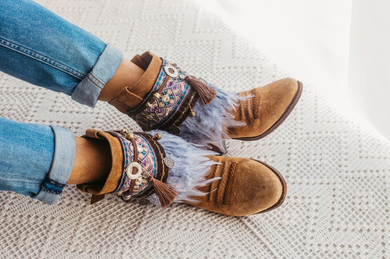 Hippie Beaded Feather Boot Covers