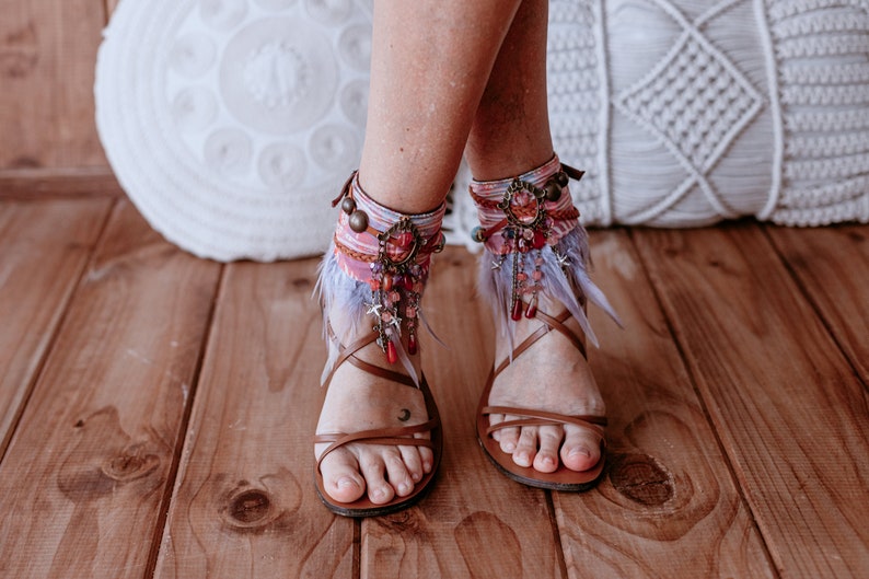 Ladies Beaded Ethnic Sandal Ankle Cuff Wraps