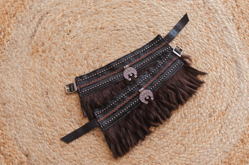 Leather Fur Western Fringe Boots