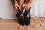Leather Fur Western Fringe Boots