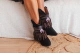 Leather Fur Western Fringe Boots