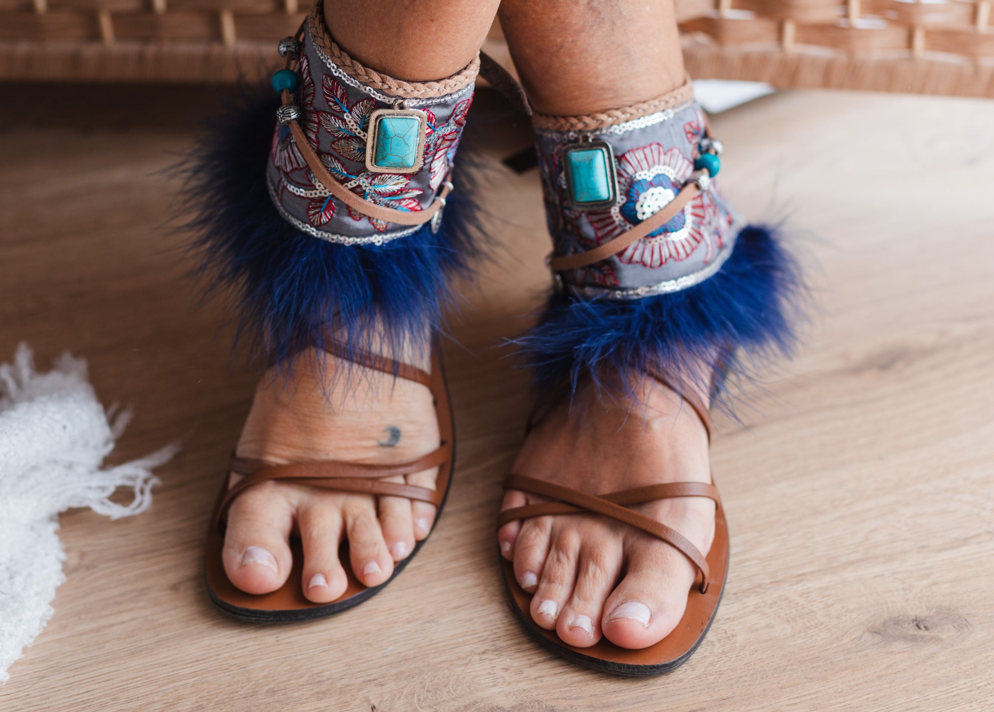 Marabou_Feather_Anklets_with_Turquoise_and_Silver_Details