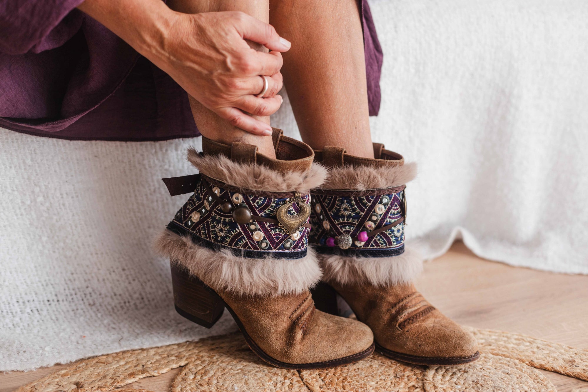 Mirror Accent & Fur Trim Western Boot