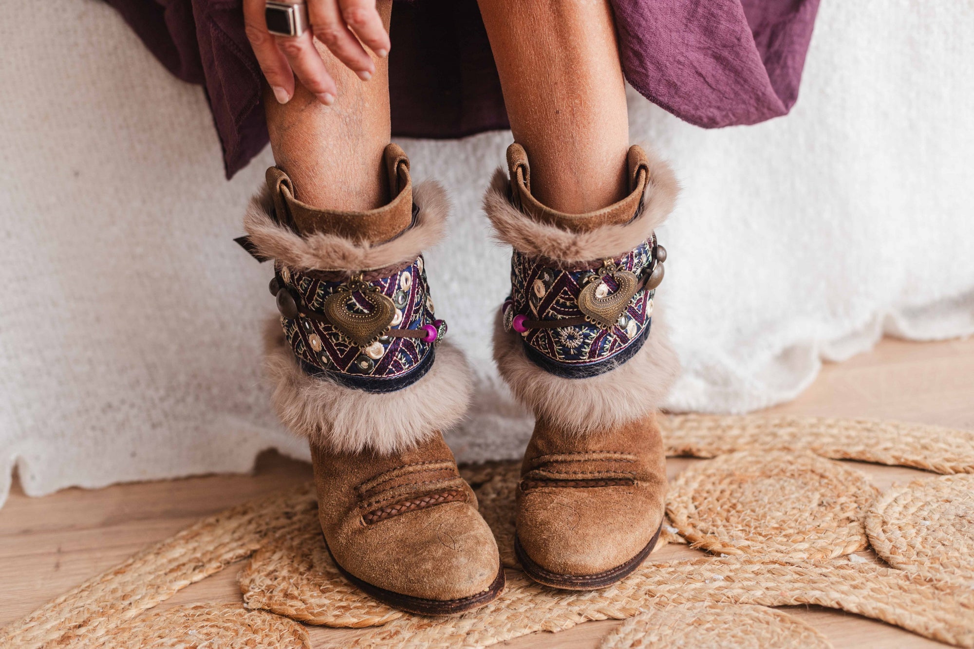 Mirror Accent & Fur Trim Western Boot