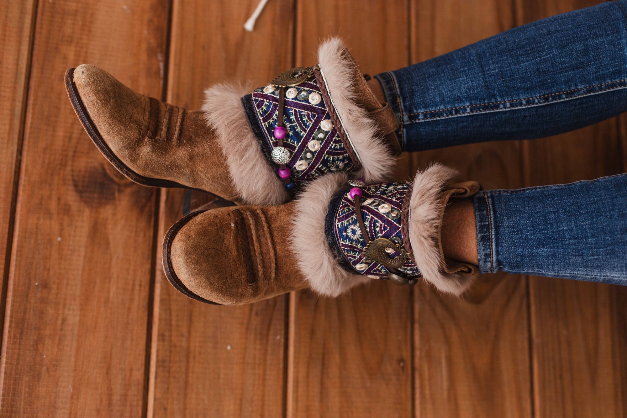Mirror Accent & Fur Trim Western Boot